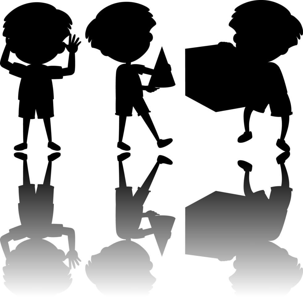 Set of kids silhouette with reflex vector