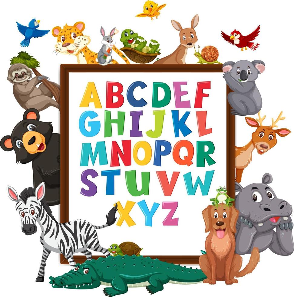 A-Z Alphabet board with wild animals vector