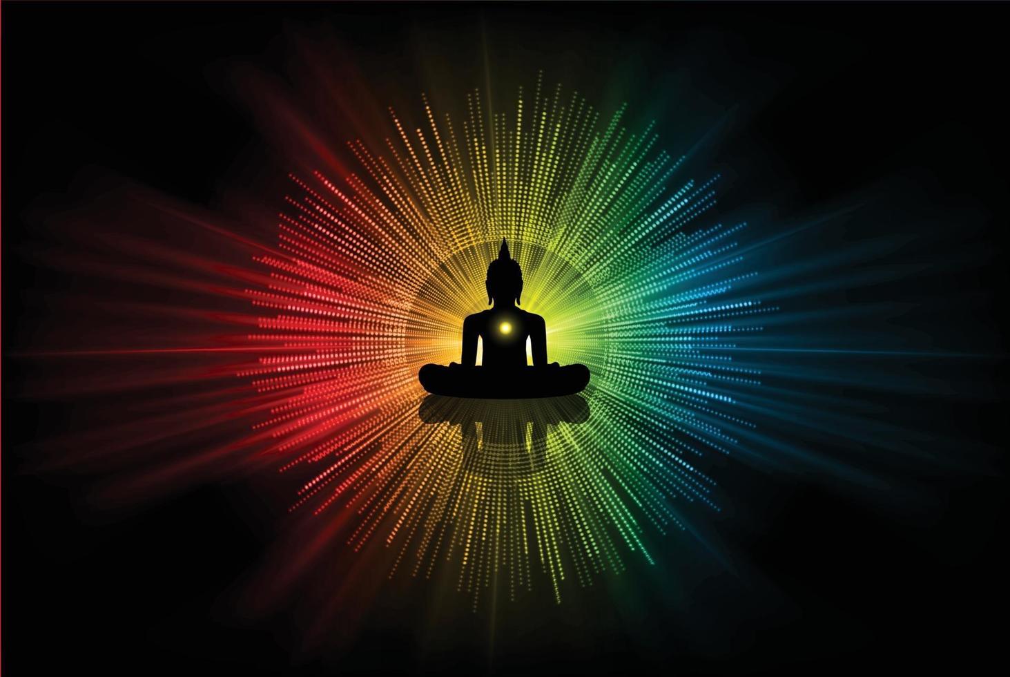 Black Buddha silhouette against Dark background. yoga vector