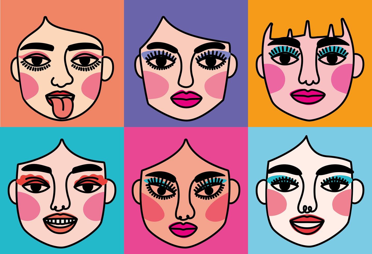 caras de mujer surrealistas vector