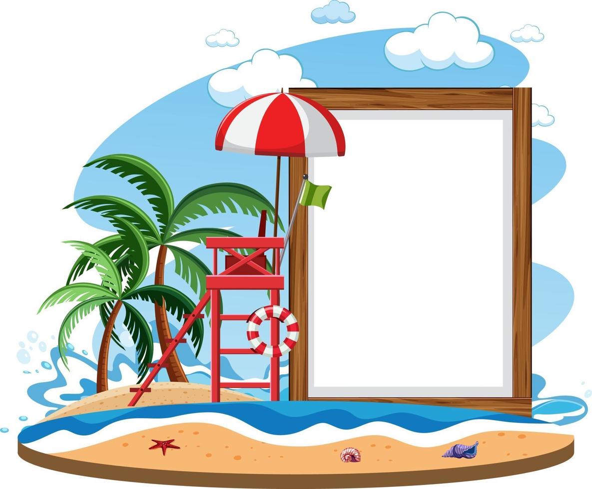 Empty banner template with summer beach element isolated vector