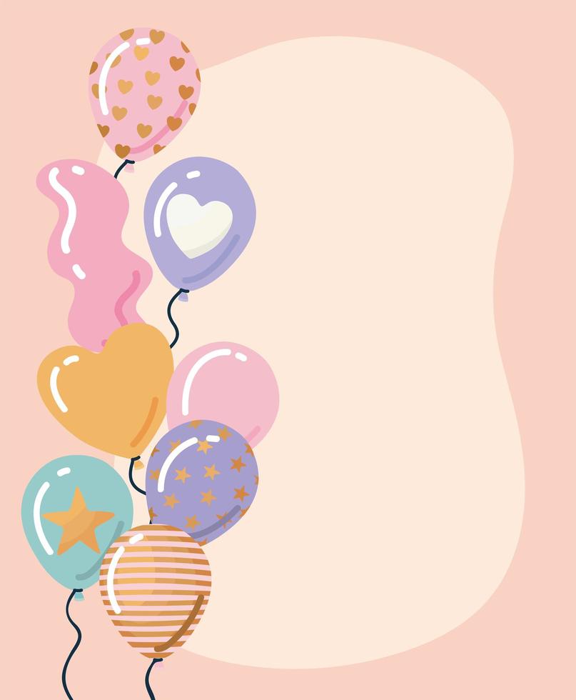 bundle of balloons in a light pink background vector