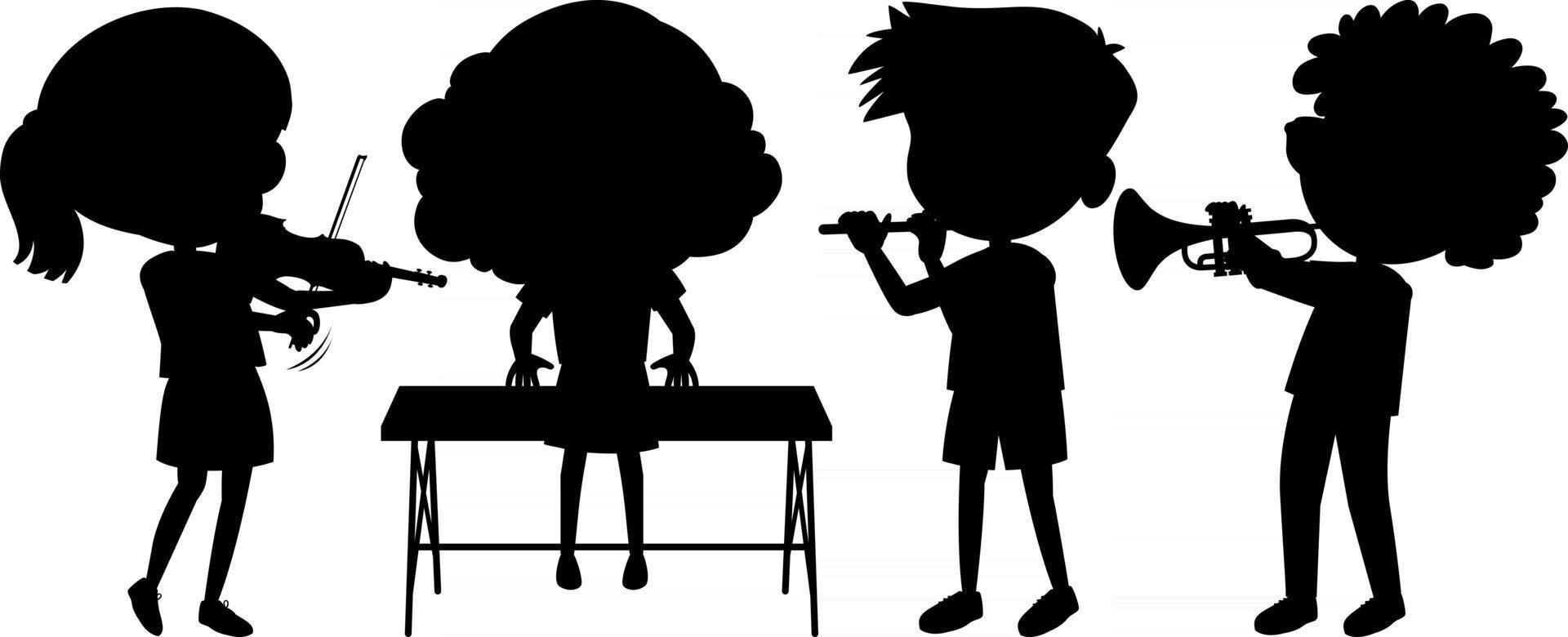 Set of kids silhouette cartoon character vector