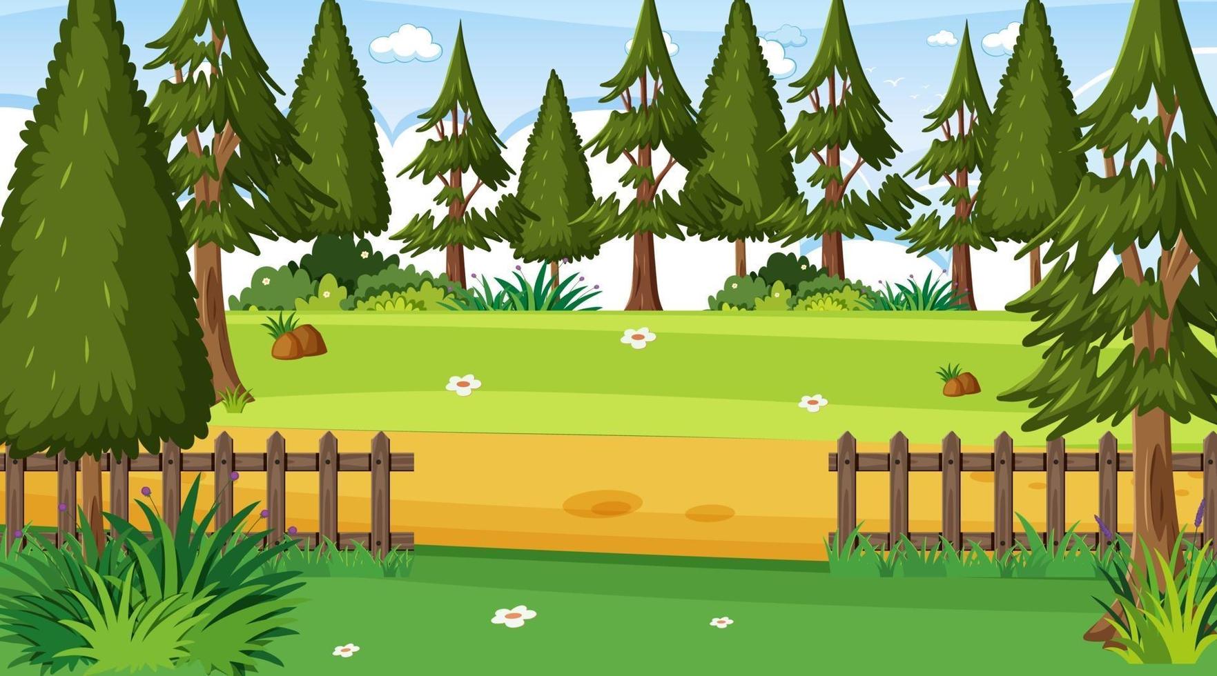 Blank landscape garden scene with many trees vector