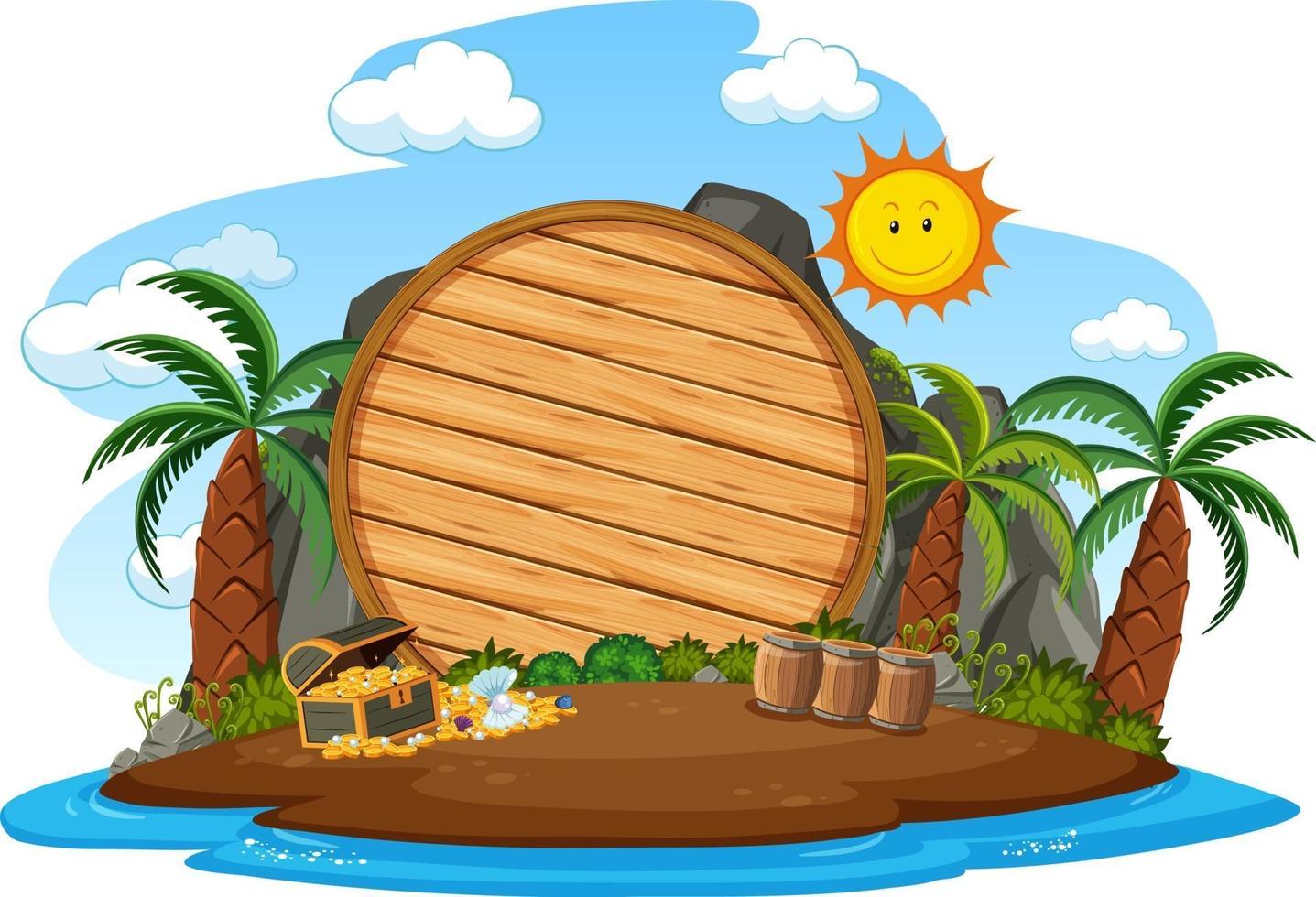 Pirate island with an empty banner isolated on white background vector