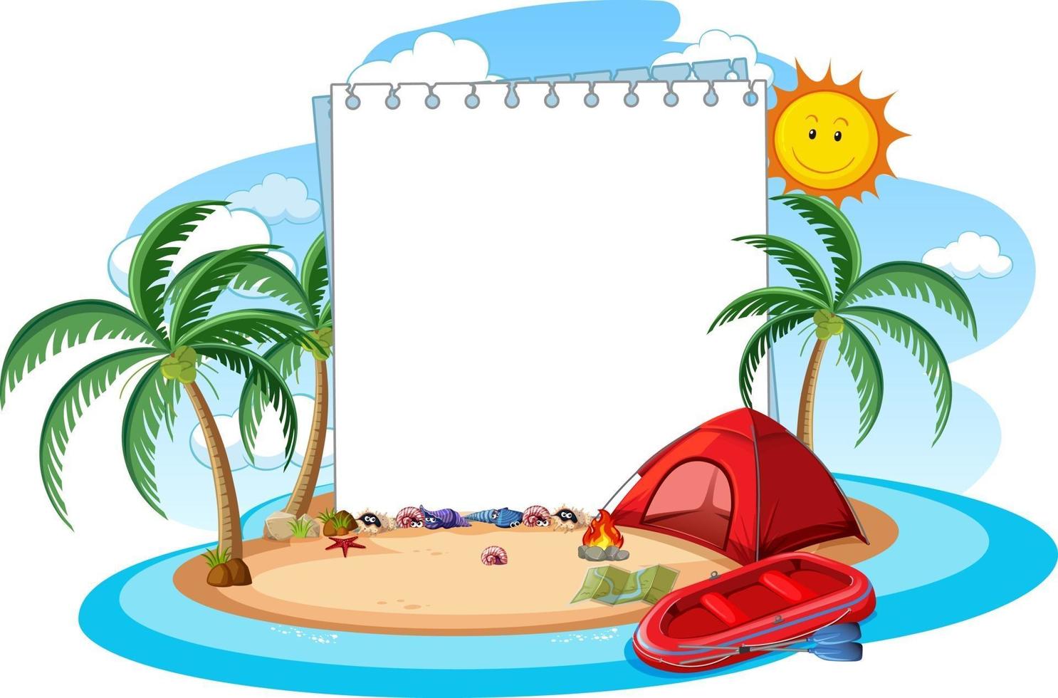 Plantilla de banner vacío con elemento de playa de verano aislado vector