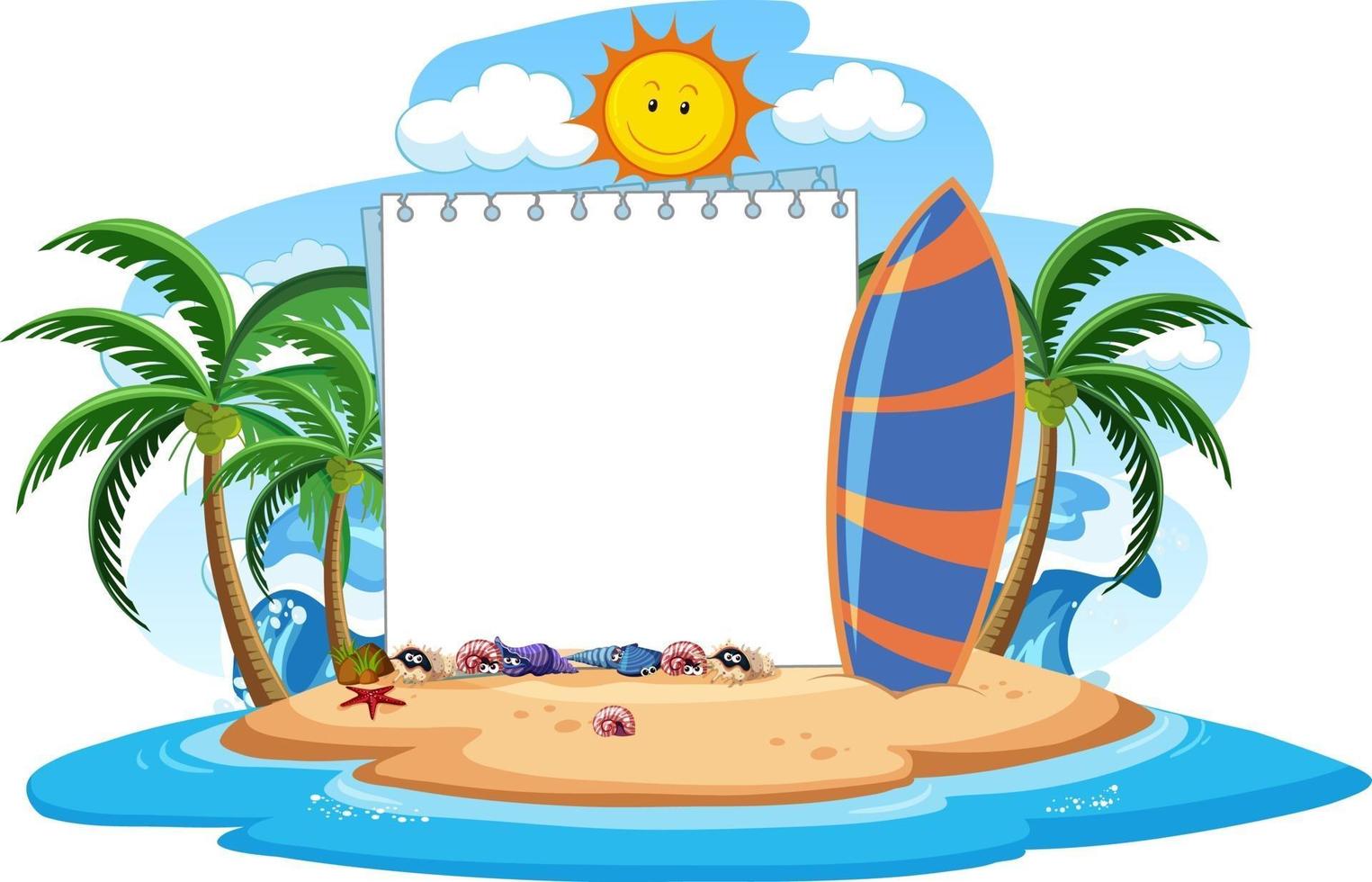 Empty banner template with summer beach element isolated vector