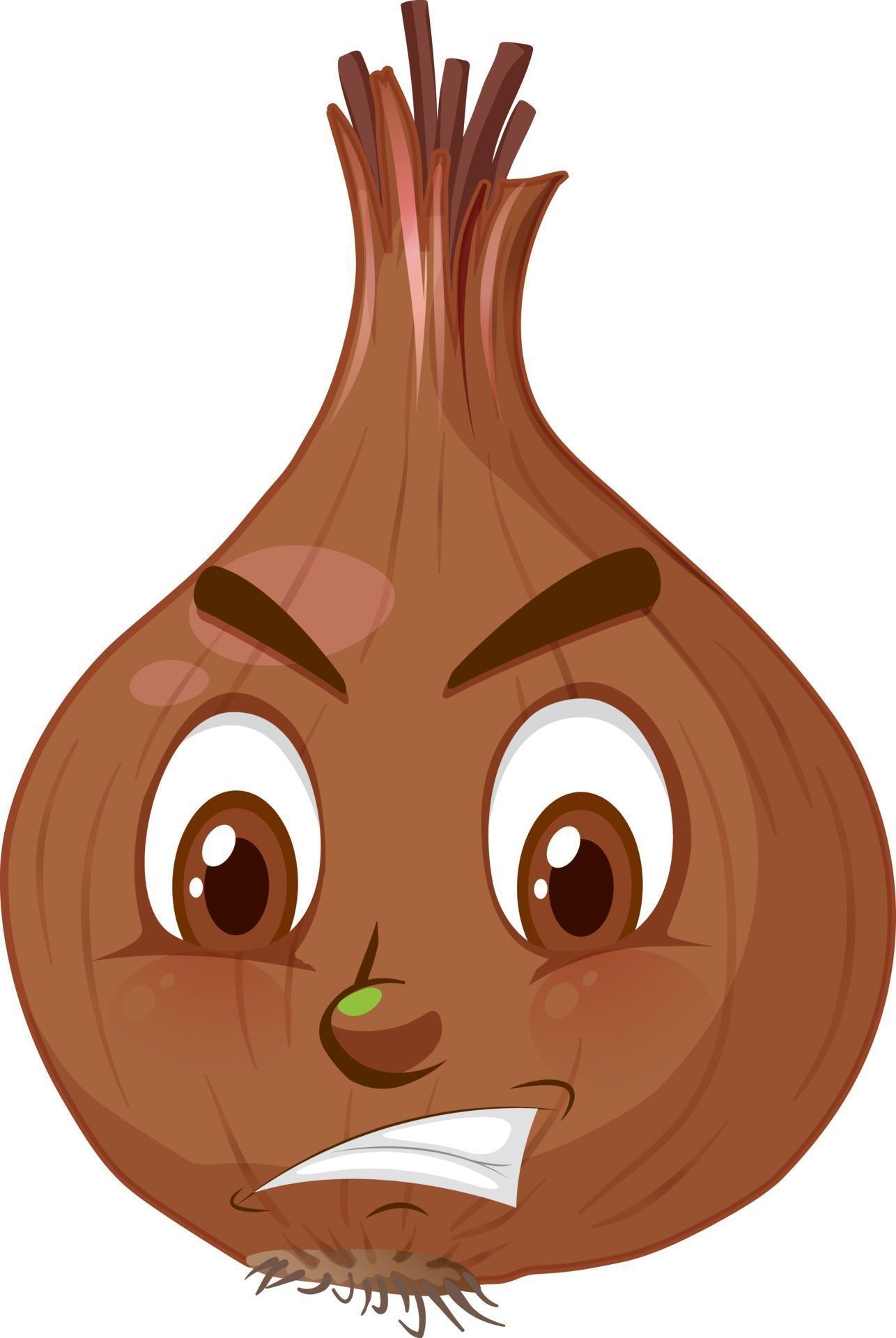 Onion cartoon character with facial expression 2712406 Vector Art at