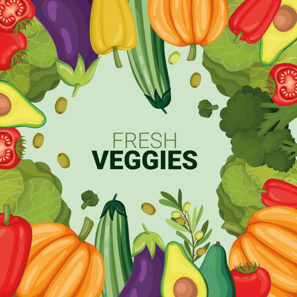 fresh veggies invitation vector