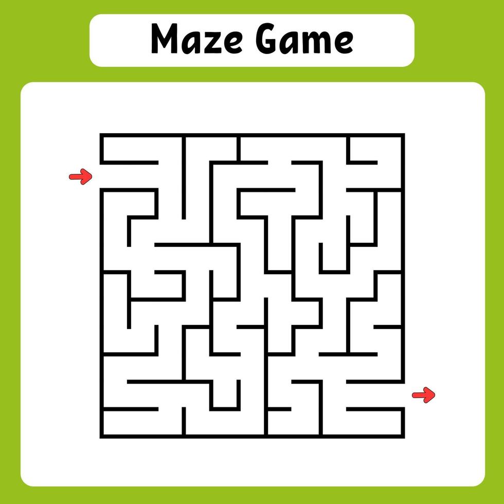 Square maze. Game for kids. Puzzle for children. Labyrinth conundrum. Vector illustration. Find the right path.