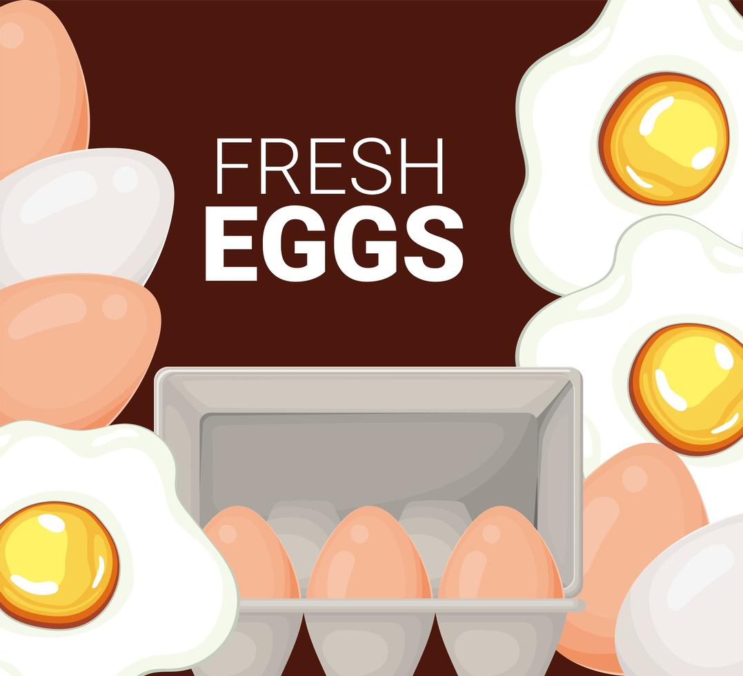 fresh eggs lettering vector