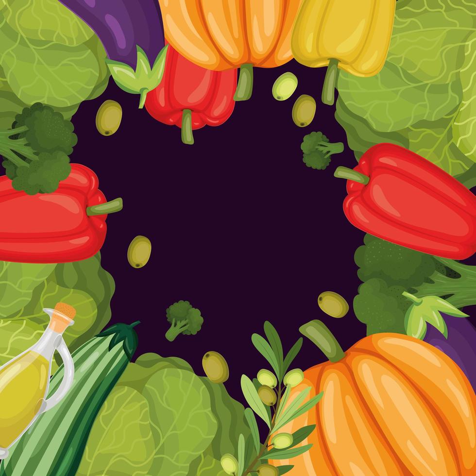 healthy vegetables frame vector