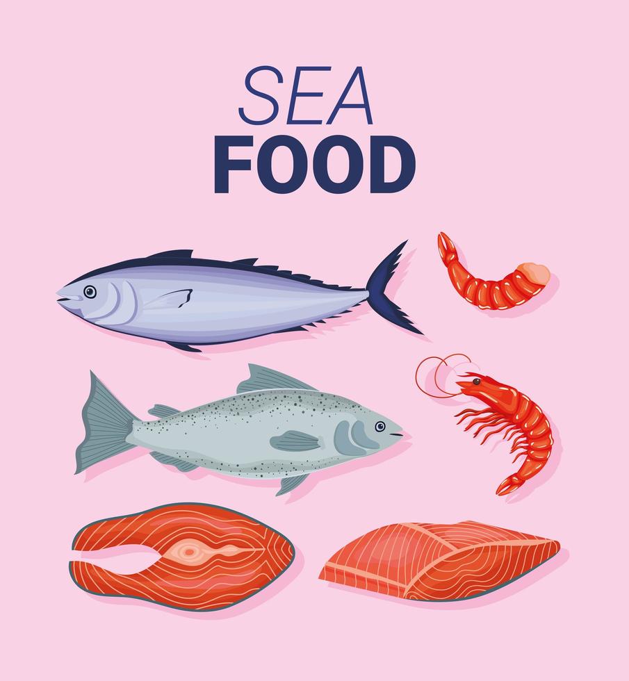 letras de comida de mar vector