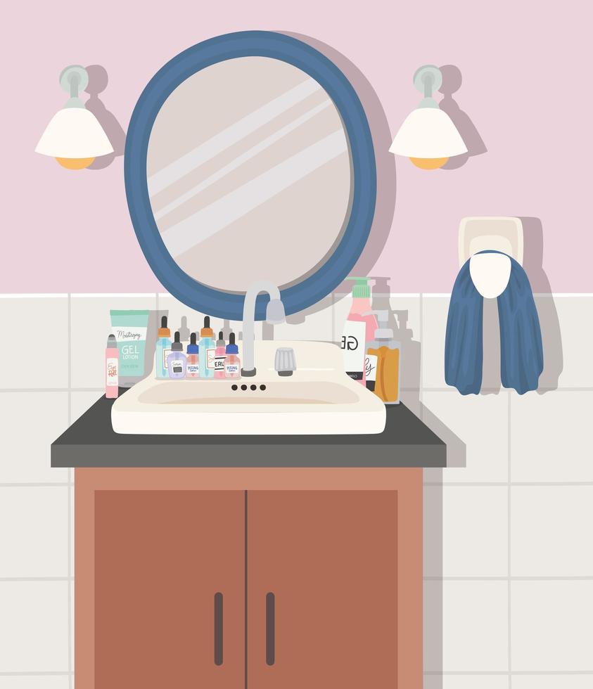 bathroom with a skincare products vector