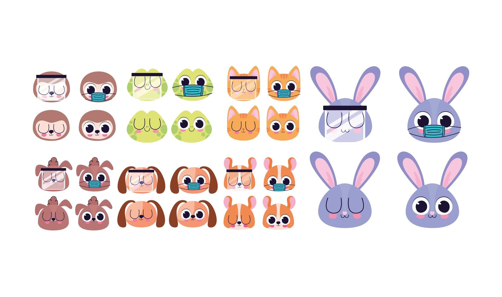 bundle of cute pet stickers vector