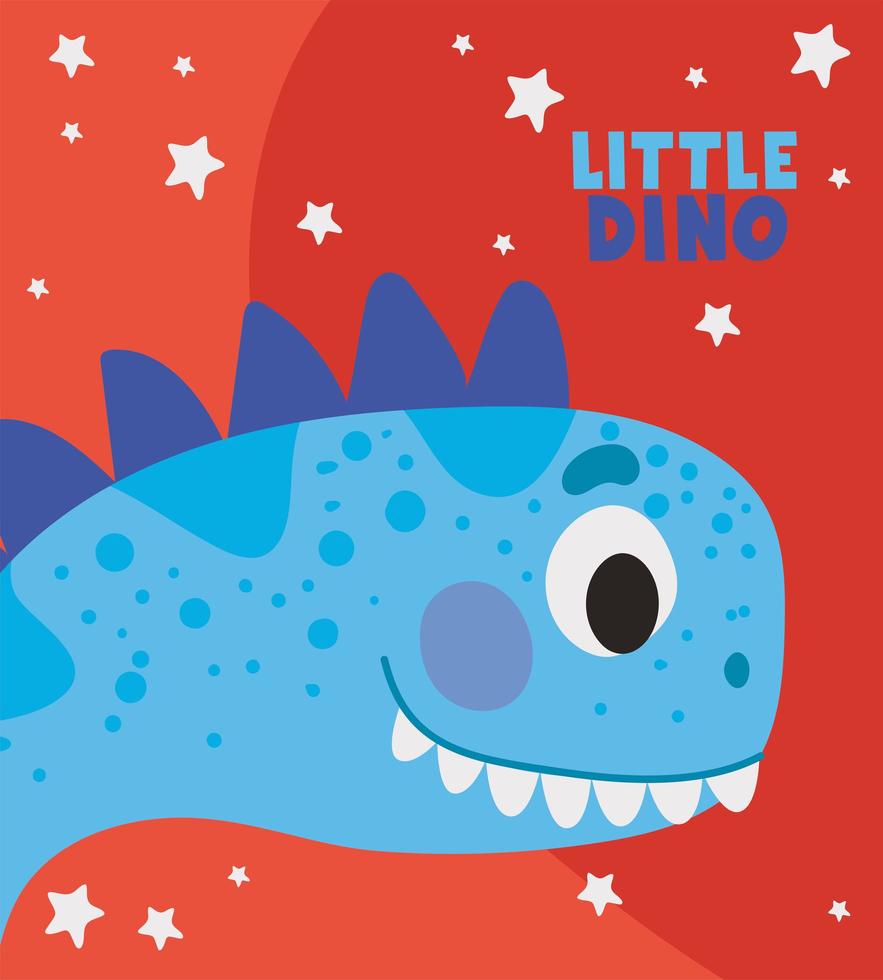 pequeño dino letras y una ilustración infantil de un dinosaurio azul vector