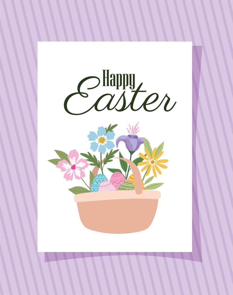 invitation with happy easter lettering and easter eggs vector