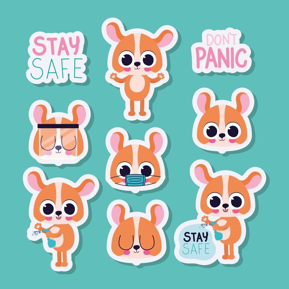 bundle of cute dogs stickers on a green background vector