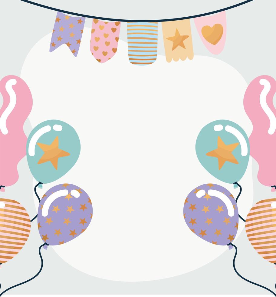 garland and birthday balloons on a gray background vector