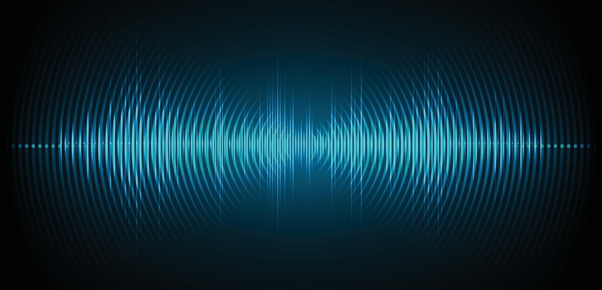 Sound waves oscillating dark light vector