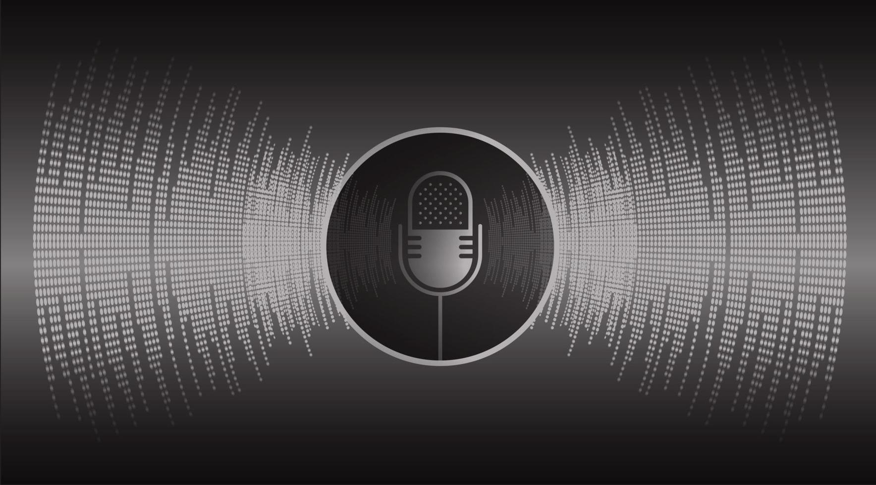 Sound waves oscillating dark light vector