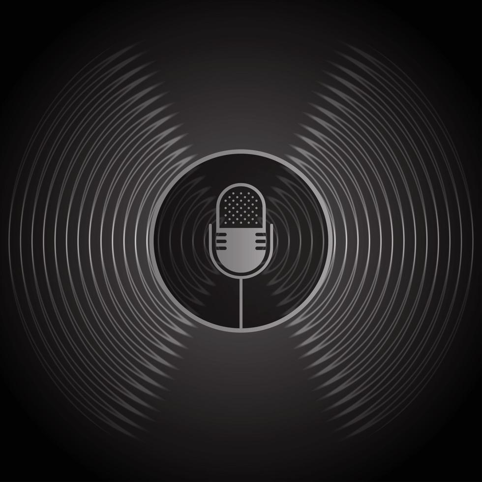 Sound waves oscillating dark light vector