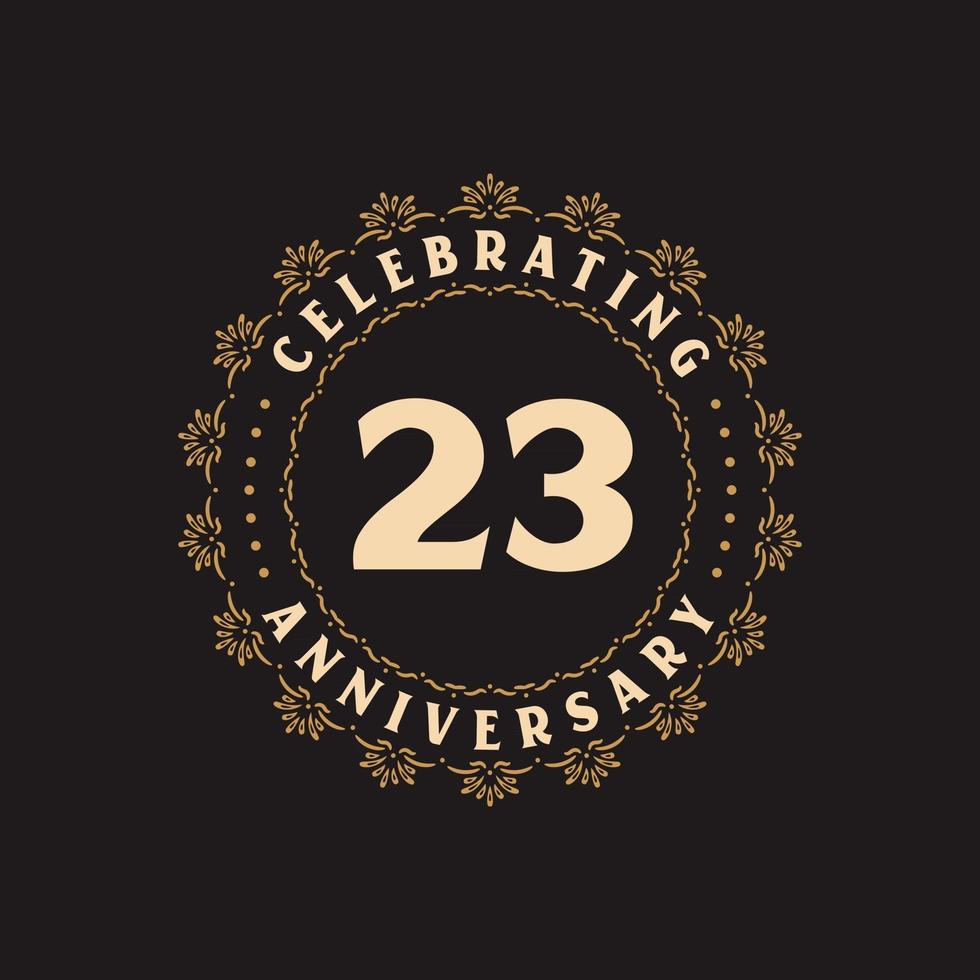 Celebración del 23 aniversario, tarjeta de felicitación para el aniversario de 23 años. vector