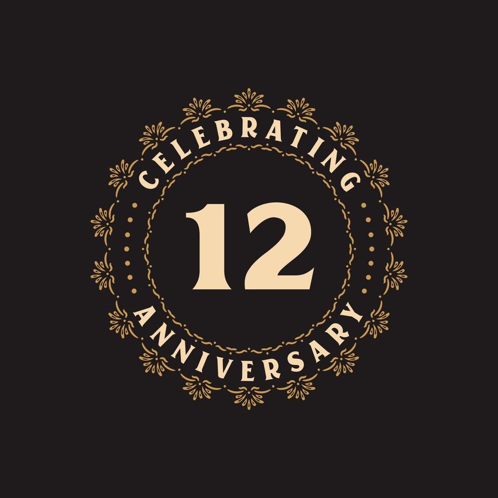 12 anniversary celebration, Greetings card for 12 years anniversary vector
