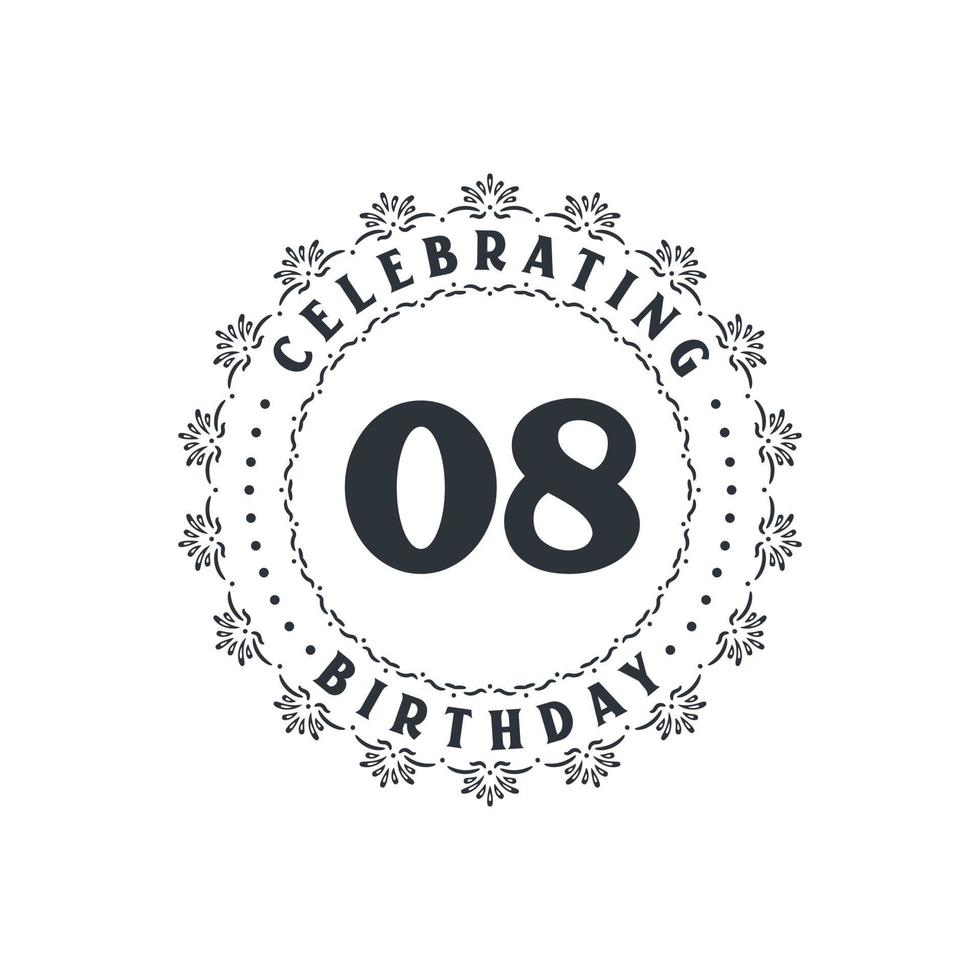 Celebración de cumpleaños 8, tarjeta de felicitación para cumpleaños de 8 años. vector