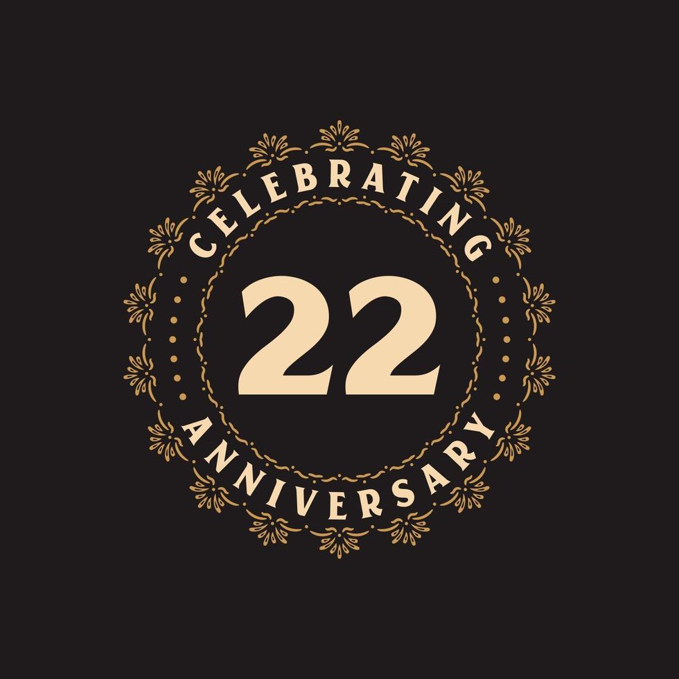 22 anniversary celebration, Greetings card for 22 years anniversary vector