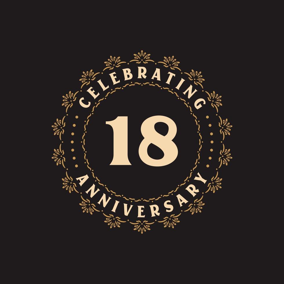 18 anniversary celebration, Greetings card for 18 years anniversary vector