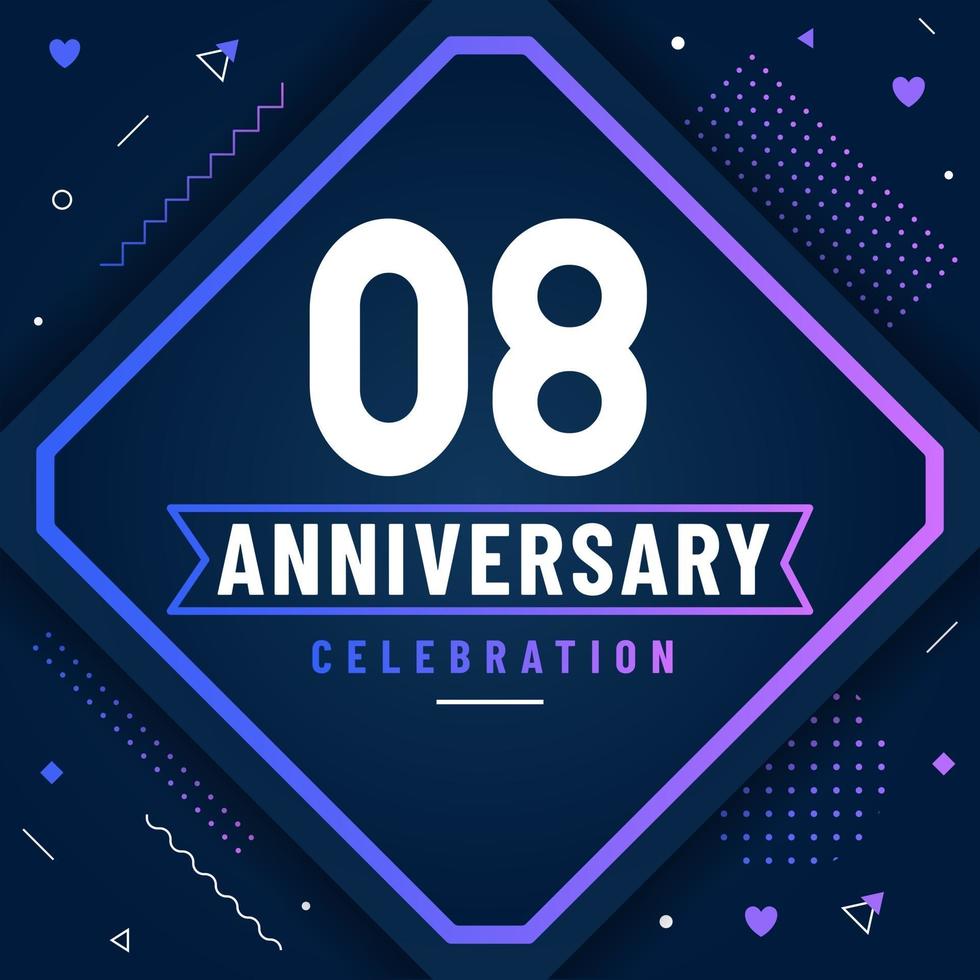 Tarjeta de felicitaciones de aniversario de 8 años, fondo de celebración de 8 aniversario vector gratuito.