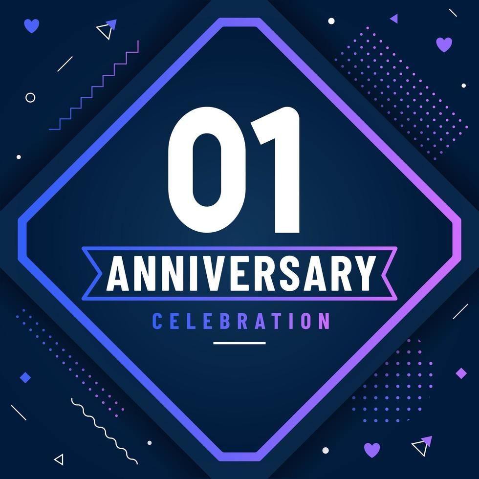 1 years anniversary greetings card, 1 anniversary celebration background free vector. vector