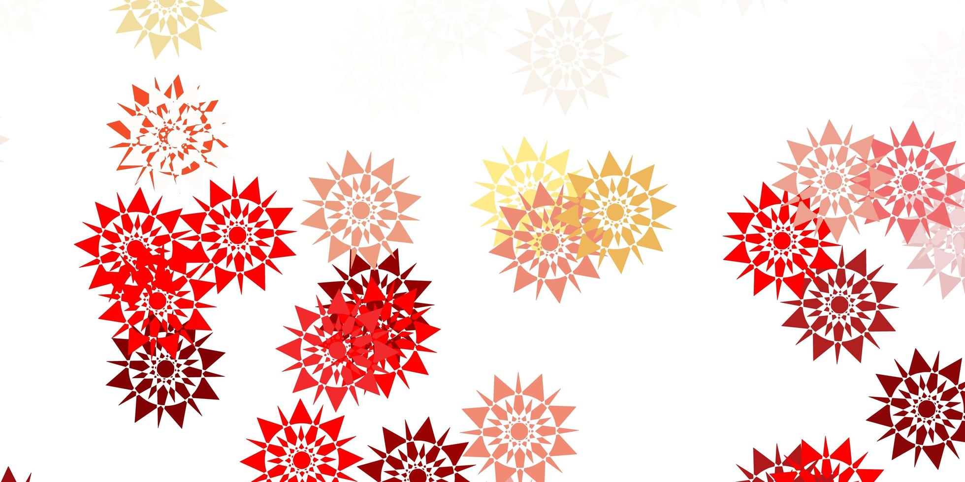 Light red yellow vector pattern with colored snowflakes