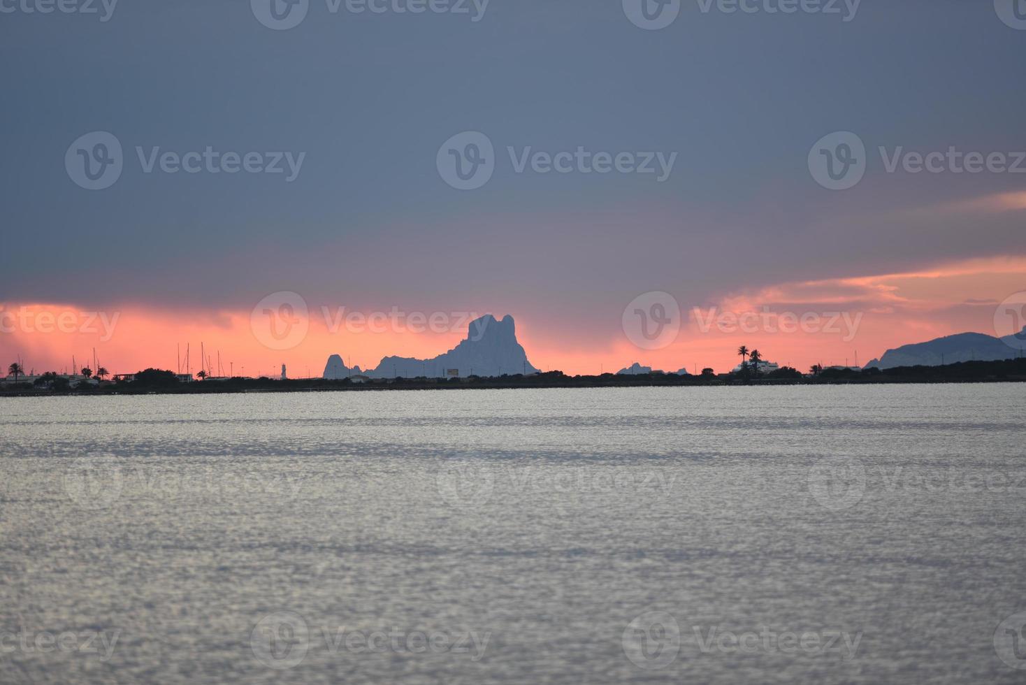 Sunset at the Estany Pudent in the Ses Salines Natural Park in Formentera, Spain. photo