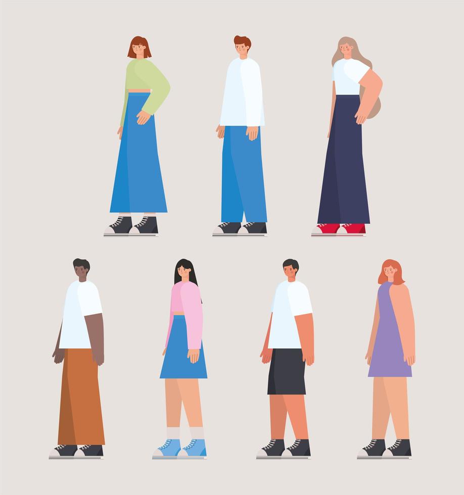 group of people on a beige background vector