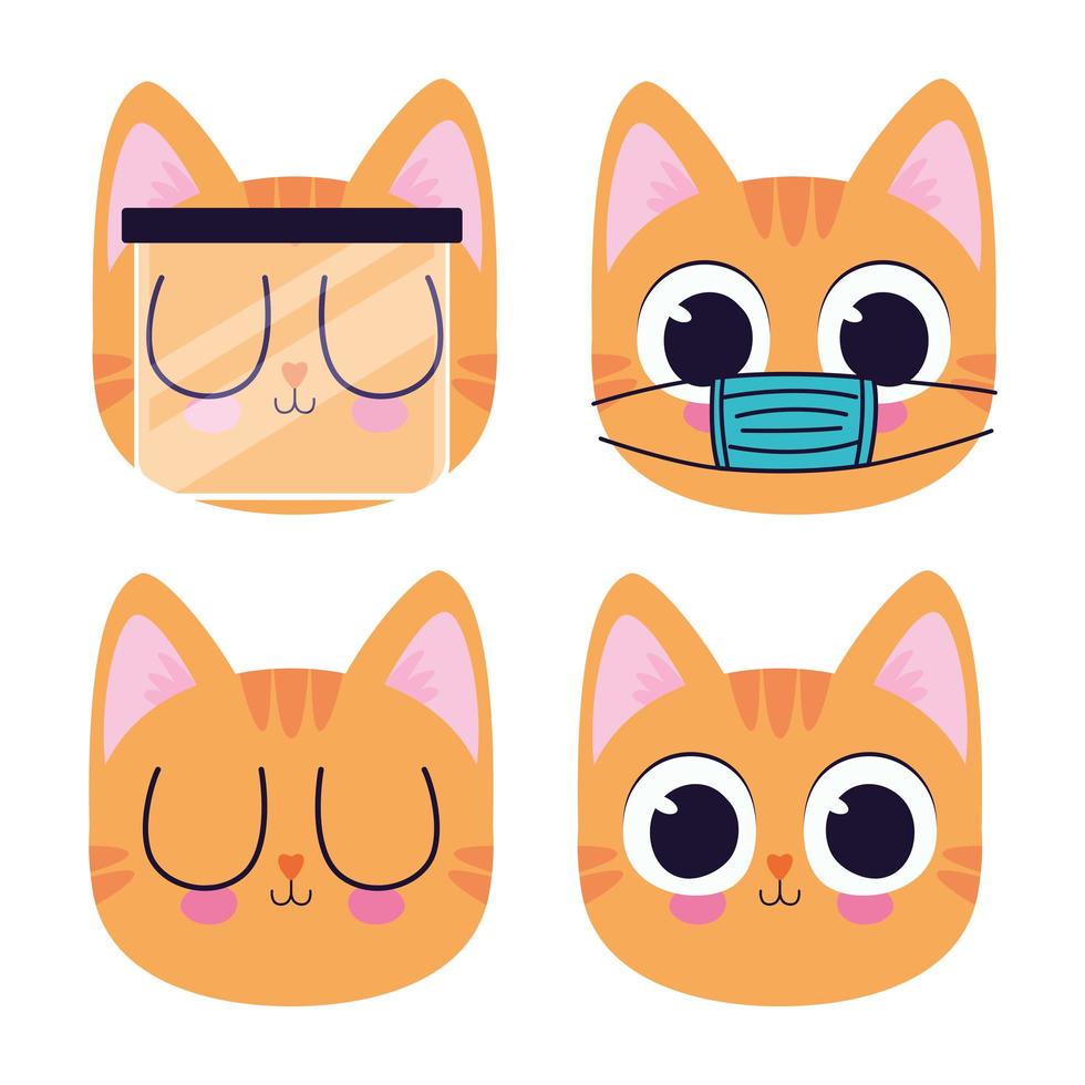 paquete de lindos kittys pegatinas vector