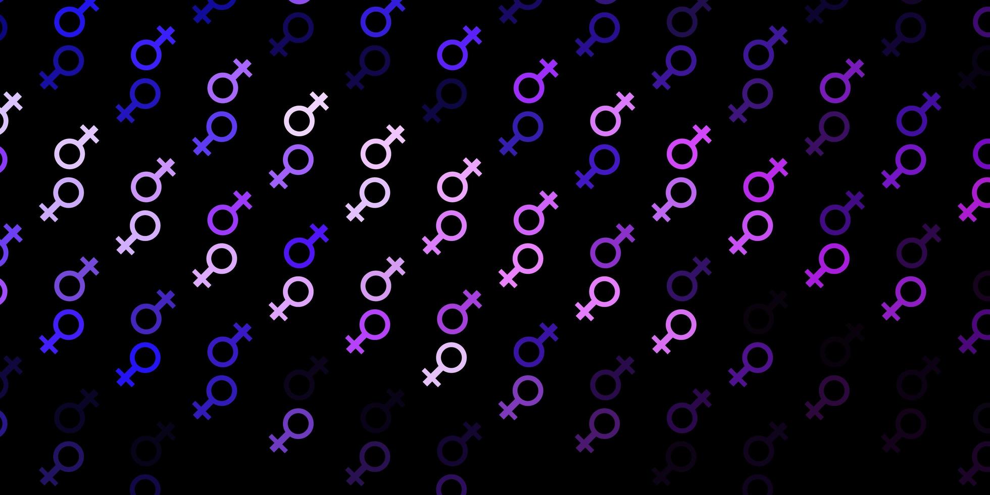Telón de fondo de vector púrpura oscuro con símbolos de poder de mujer