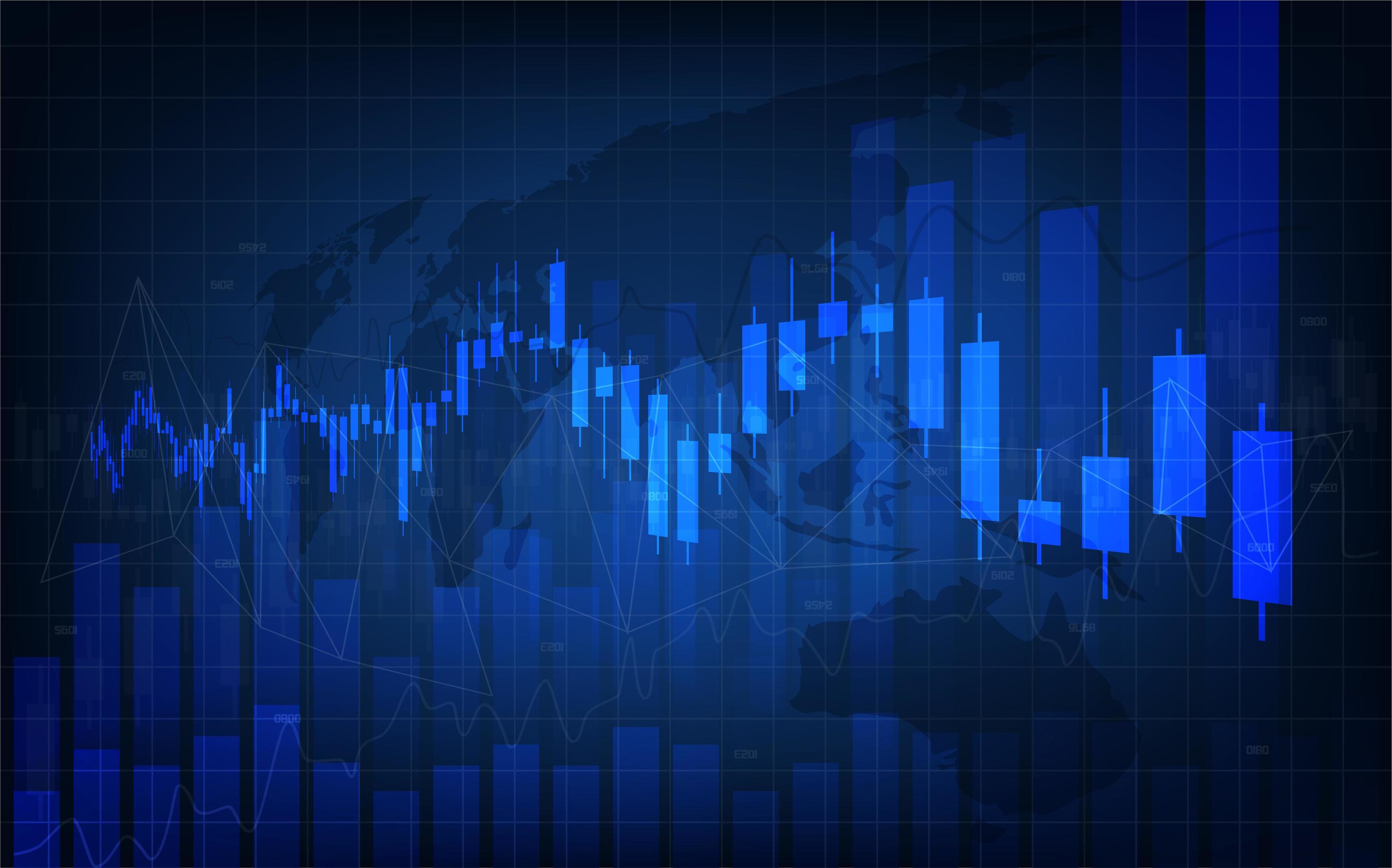 Trading background with elegant blue candle chart illustration. 2713609 ...