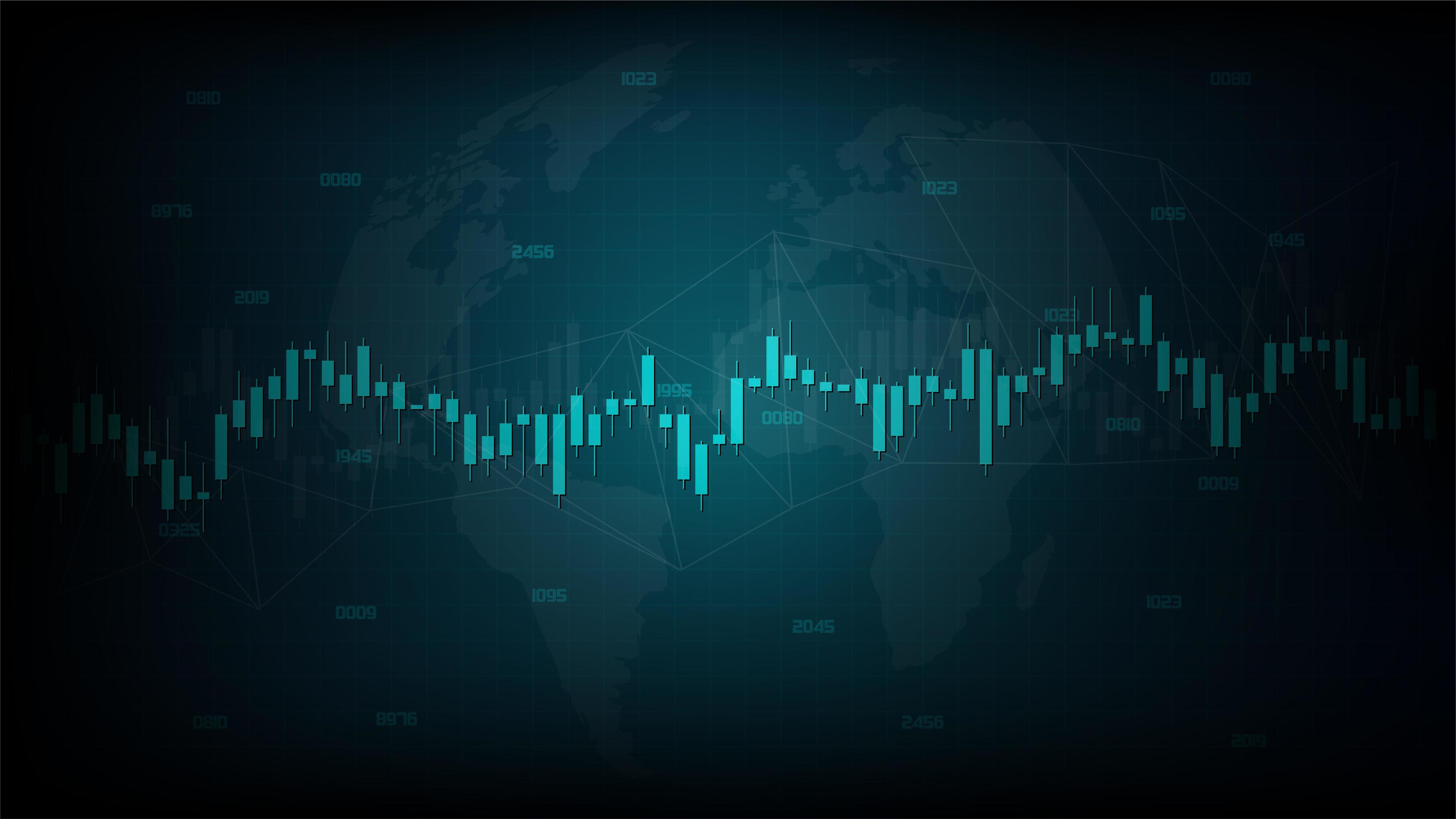 Trading background with a white candle chart on a black background