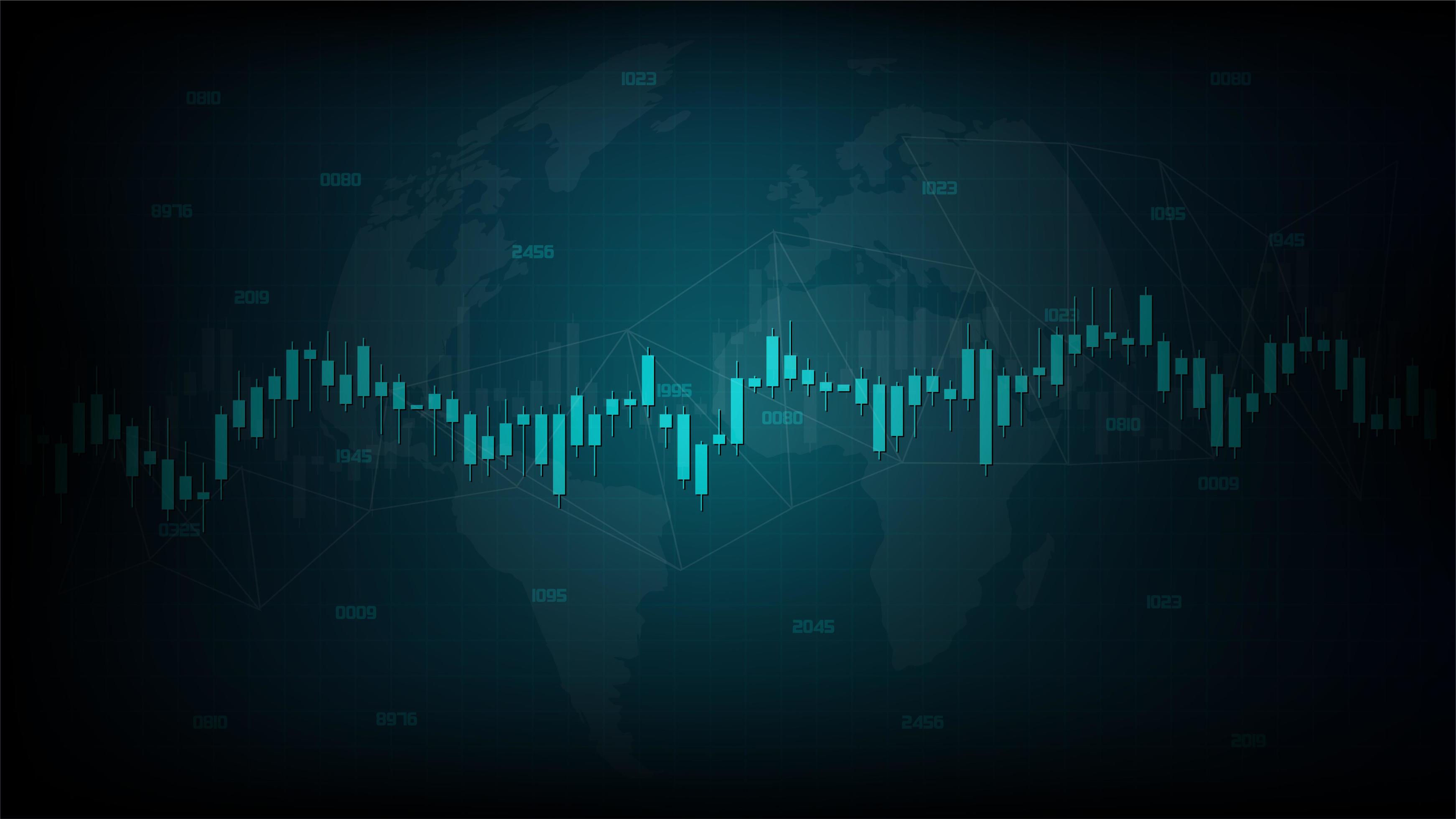 Trading background with a white candle chart on a black background ...