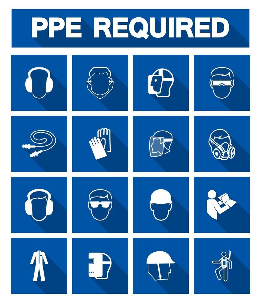 Required Personal Protective Equipment PPE Symbol,Safety Icon vector