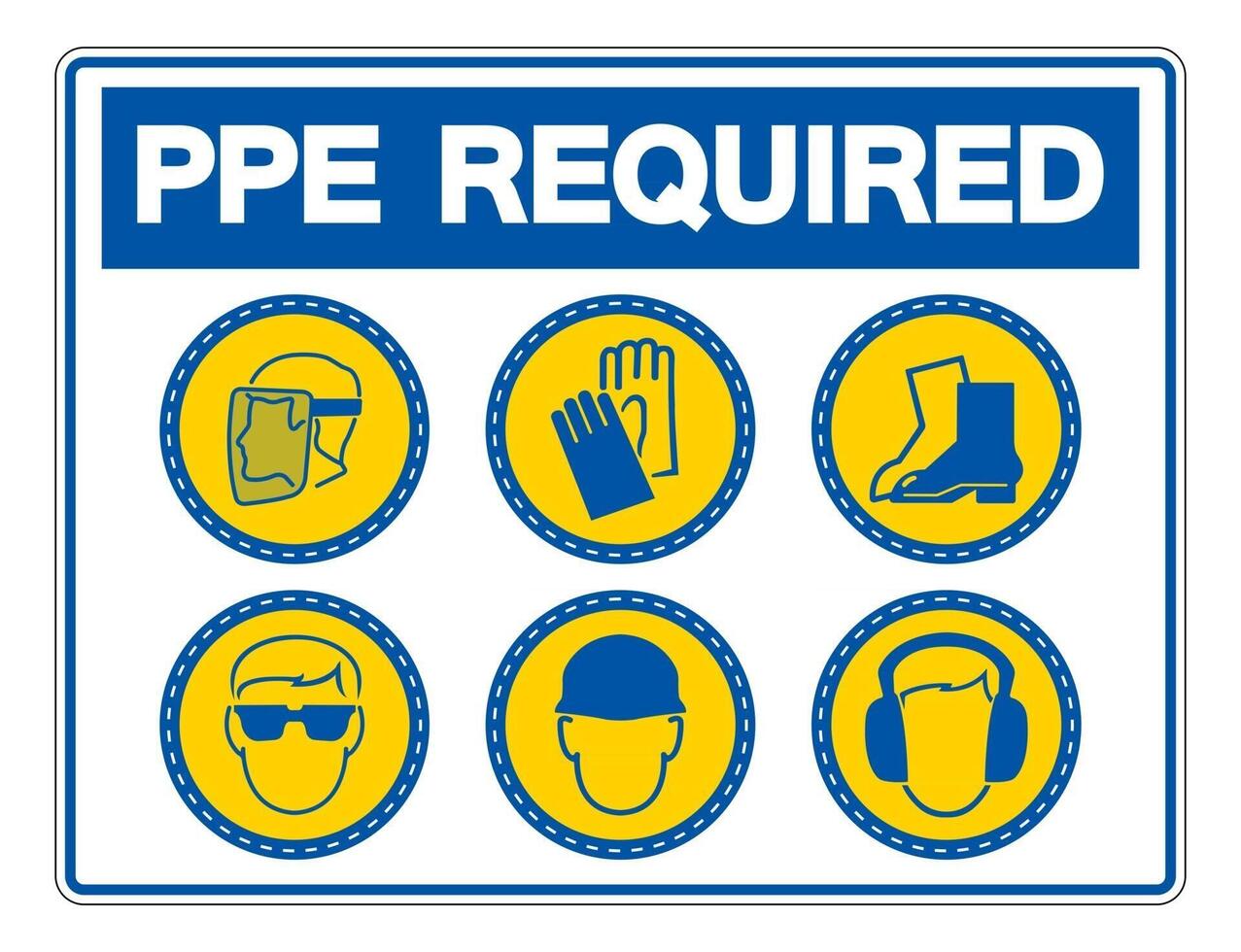 Required Personal Protective Equipment PPE Symbol,Safety Icon vector