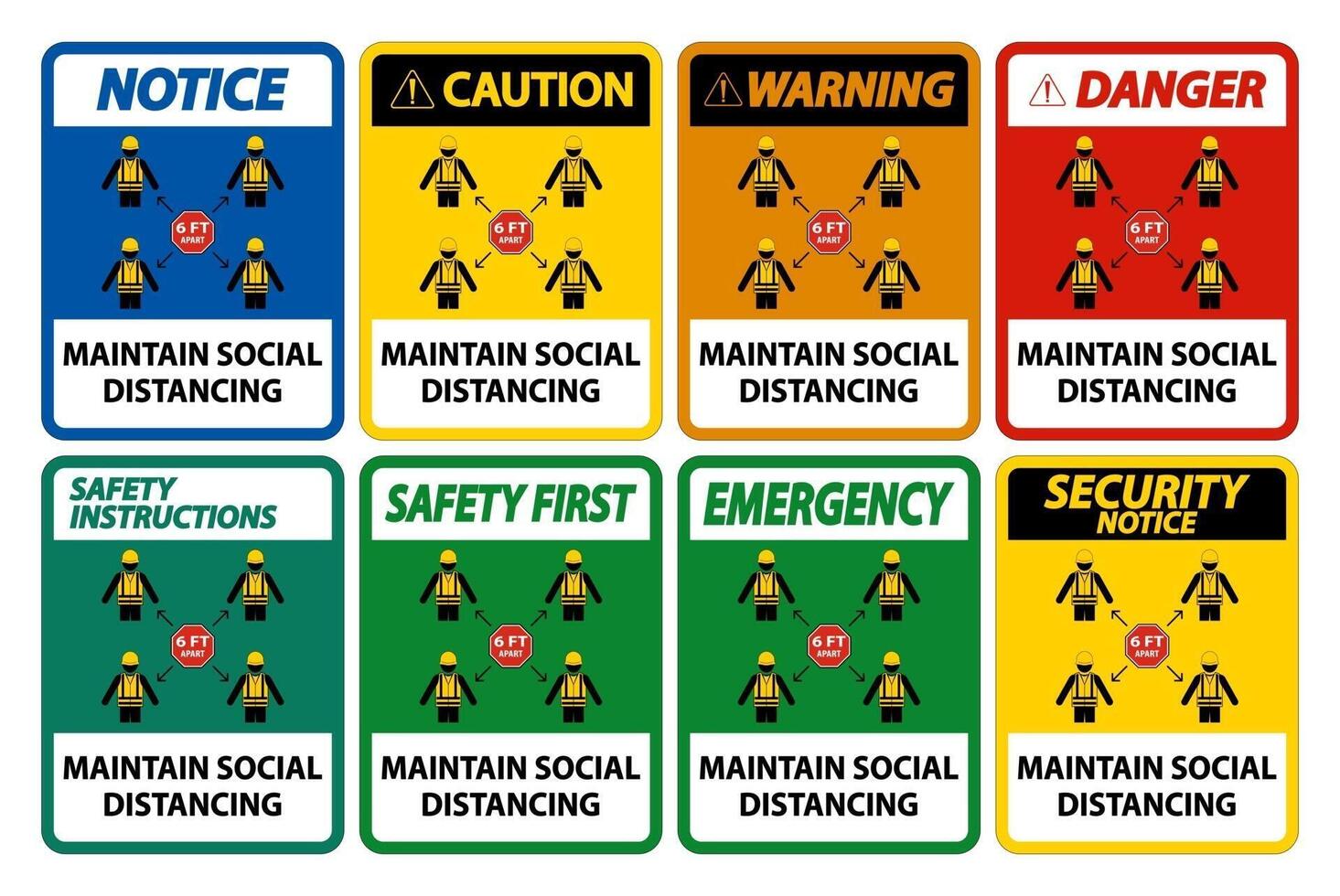 Maintain social distancing, stay 6ft apart sign,coronavirus COVID-19 Sign Isolate On White Background,Vector Illustration EPS.10 vector
