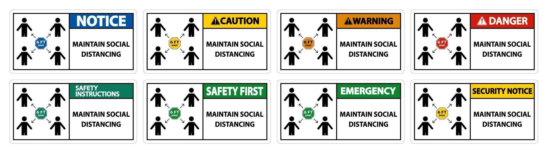 Maintain social distancing, stay 6ft apart sign,coronavirus COVID-19 Sign Isolate On White Background,Vector Illustration EPS.10 vector