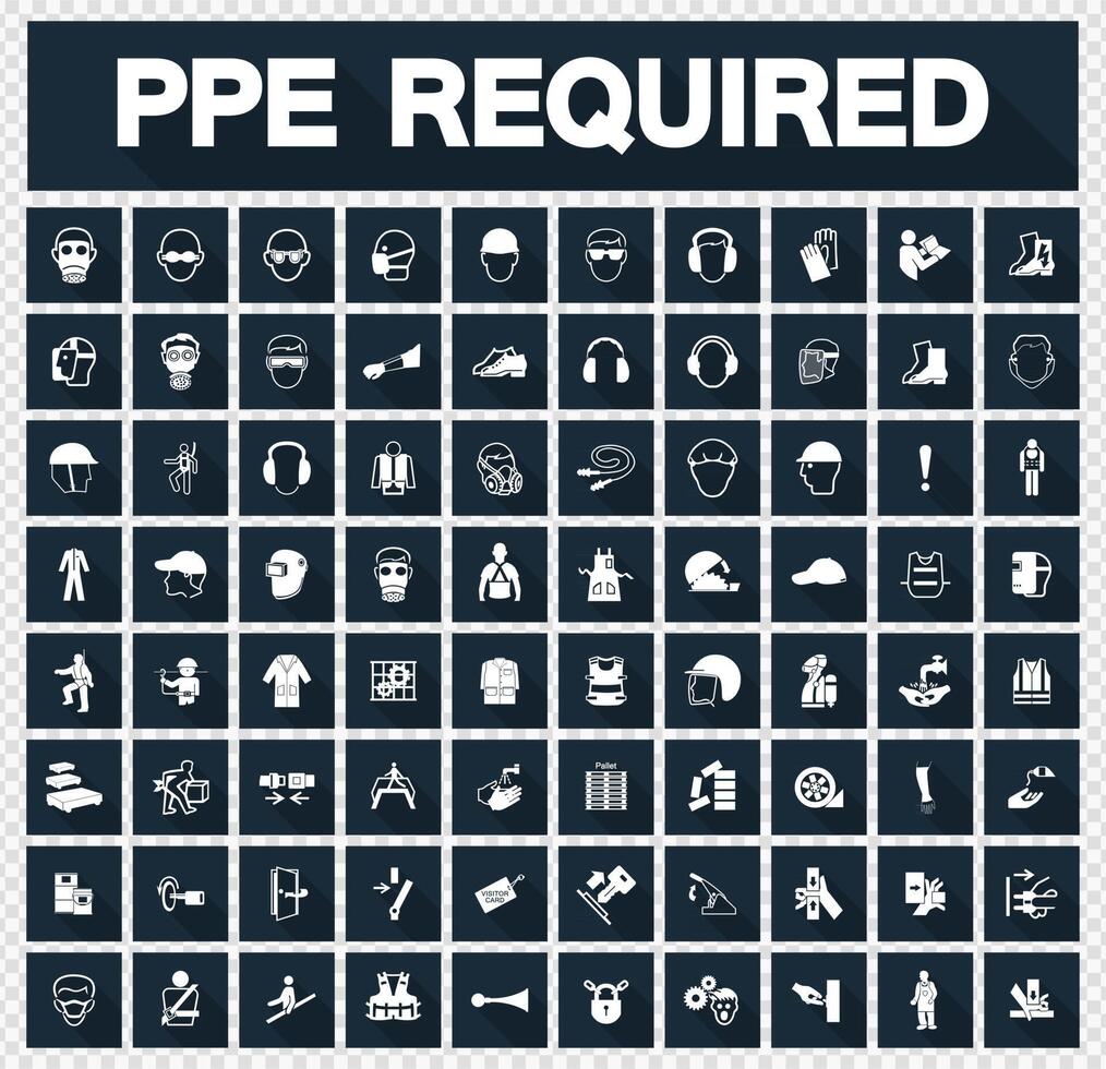 Required Personal Protective Equipment PPE Symbol,Safety Icon vector