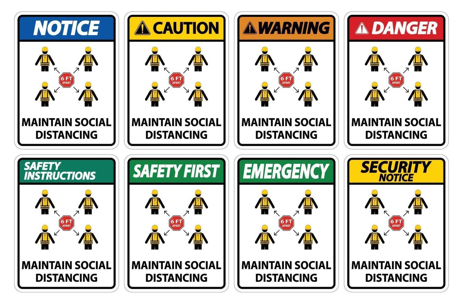 Maintain social distancing, stay 6ft apart sign,coronavirus COVID-19 Sign Isolate On White Background,Vector Illustration EPS.10 vector