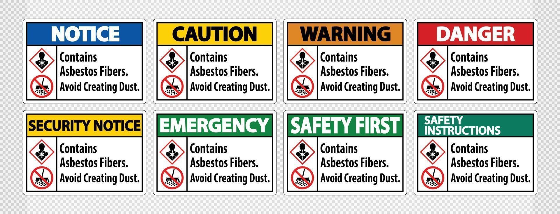 Label Contains Asbestos Fibers,Avoid Creating Dust vector