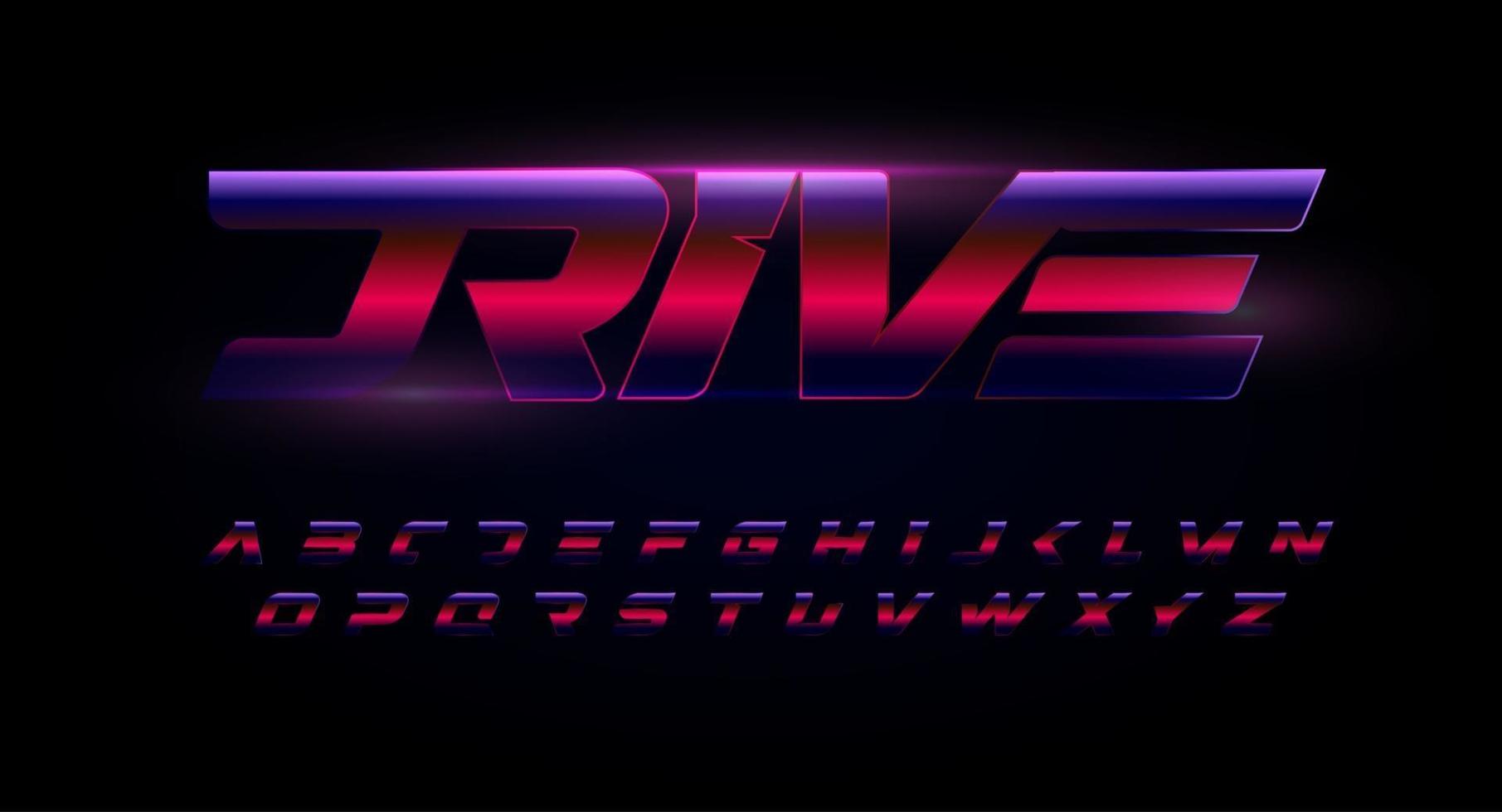 Drive alphabet. Red and blue letters with glossy gradient effect . Speed, action and dynamic font for automotive, sport and gym logo or monogram, race typographic. Vector symbol design