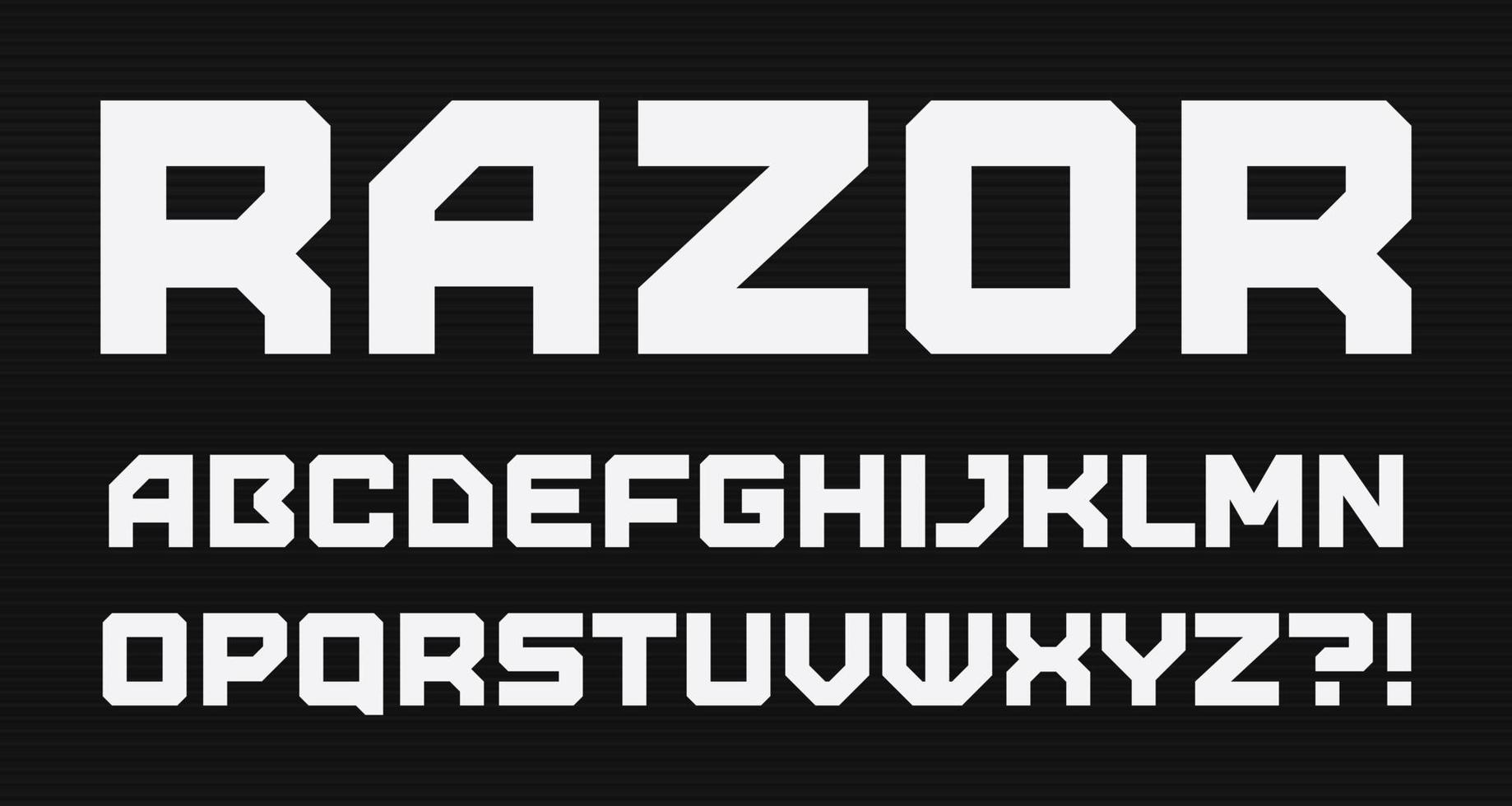 Modern geometric style alphabet. Bold square font, minimalist type for modern futuristic games and cyber security logo, digital device and hud graphic. Minimal style letters, vector typography design